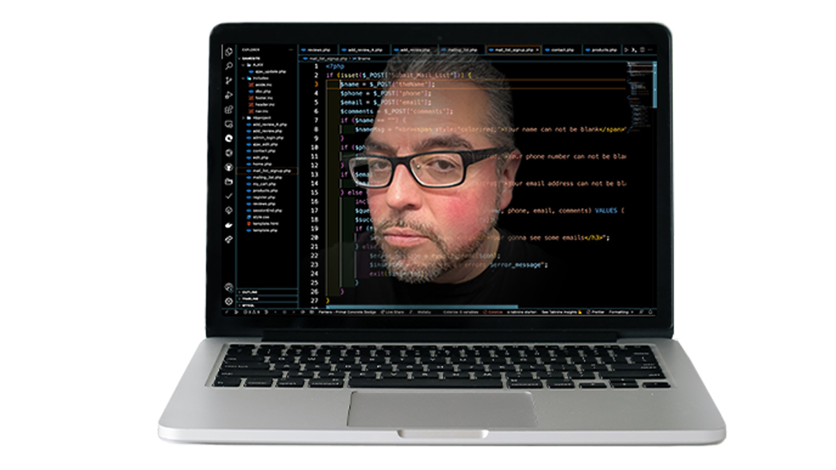 This is an image of the head of a man in a computer screen.